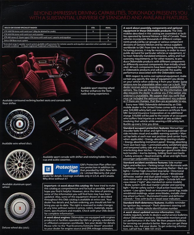 1986 Oldsmobile Toronado Brochure Page 2
